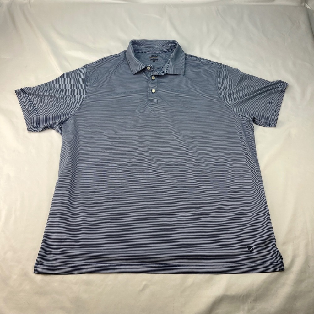 Cremieux‎ Performance Golf Athletic Striped Blue Polo Shirt